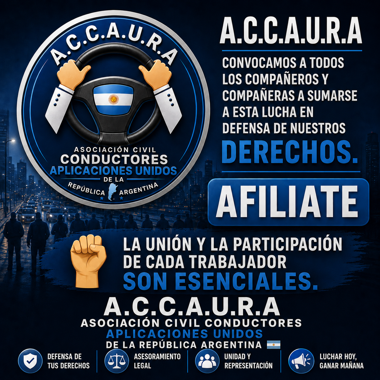 🚘🏍✨ ¡Estás a un click de afiliarte! 📲 Apretando la imagen accedés directamente a tu afiliación y podés comenzar a disfrutar de todos tus beneficios. 🤝 Sumate a A.C.C.A.U.R.A 🇦🇷 Asociación Civil Conductores de Aplicaciones Unidos de la República Argentina